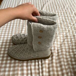 UGG Cream Lattice Cardy Knit Fold Boots